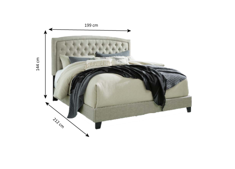 Polyester King Upholstered Bed with Roll Slats - Hamley